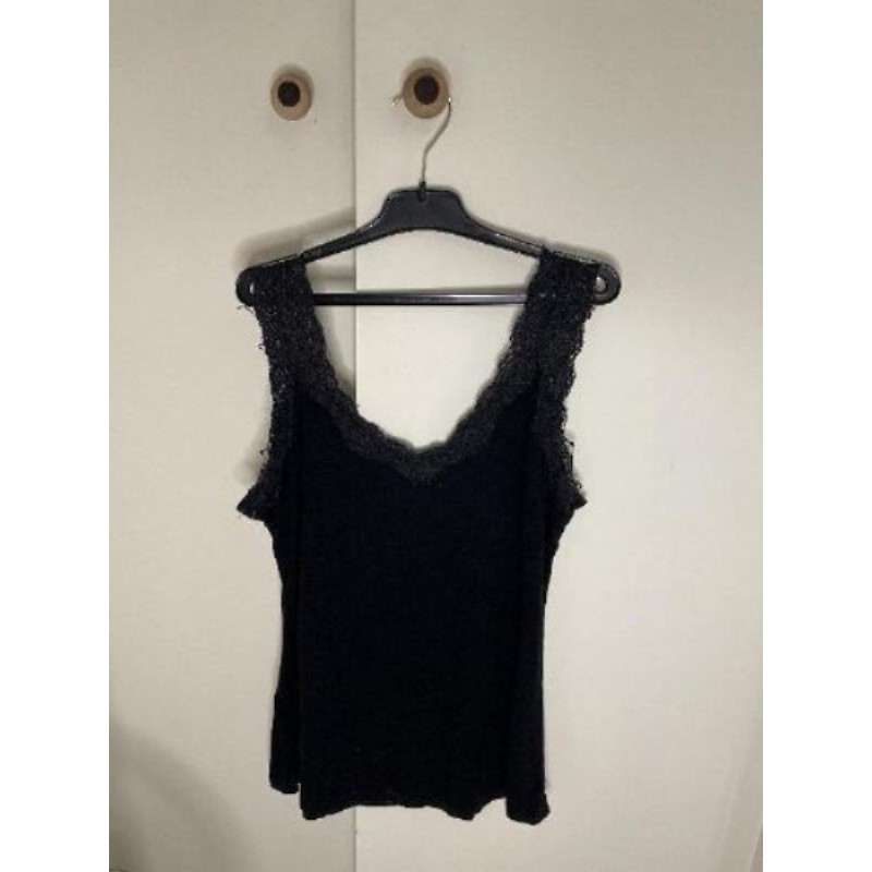 Tee shirt noir dentelle Promod M/L