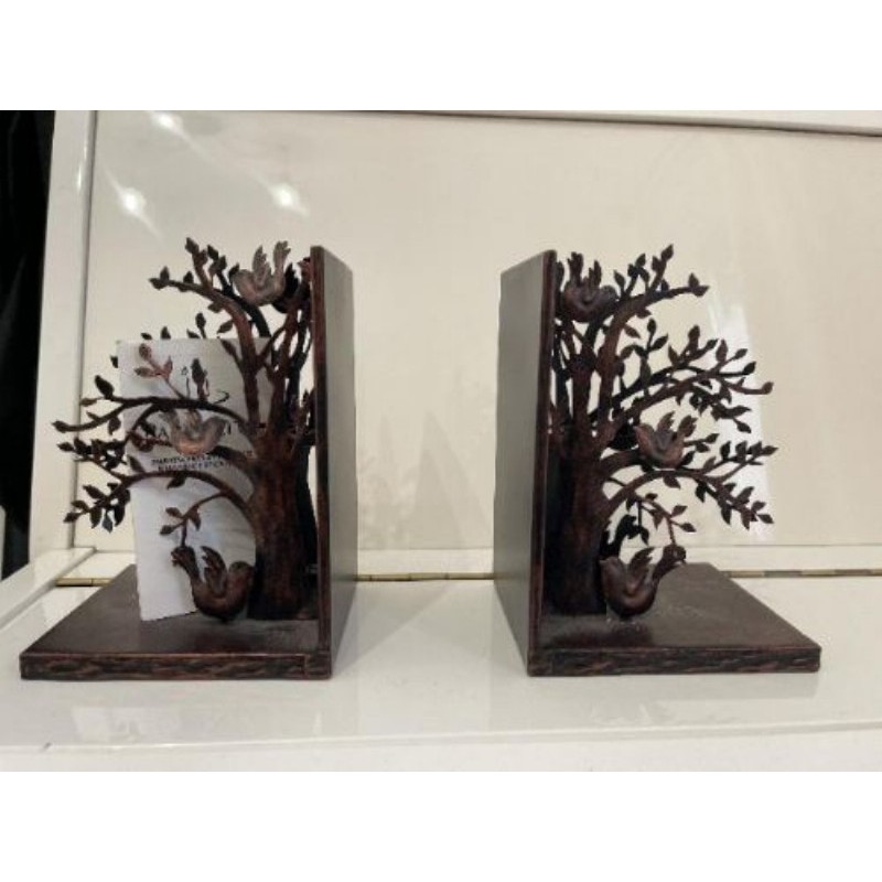 Lot de 2 serre livres Partylite métal bronze 