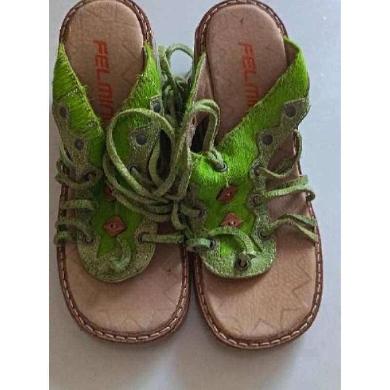 SANDALES FELMINI CUIR VERT POMME TAILLE 37