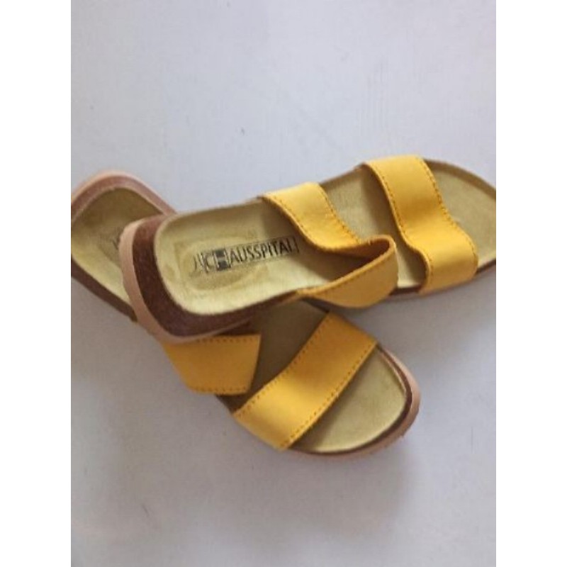 SANDALES CUIR CHAUSSPITAL  JAUNE