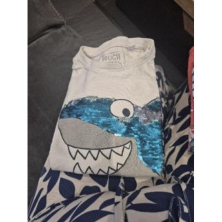 T shirt blanc requin 8 ans