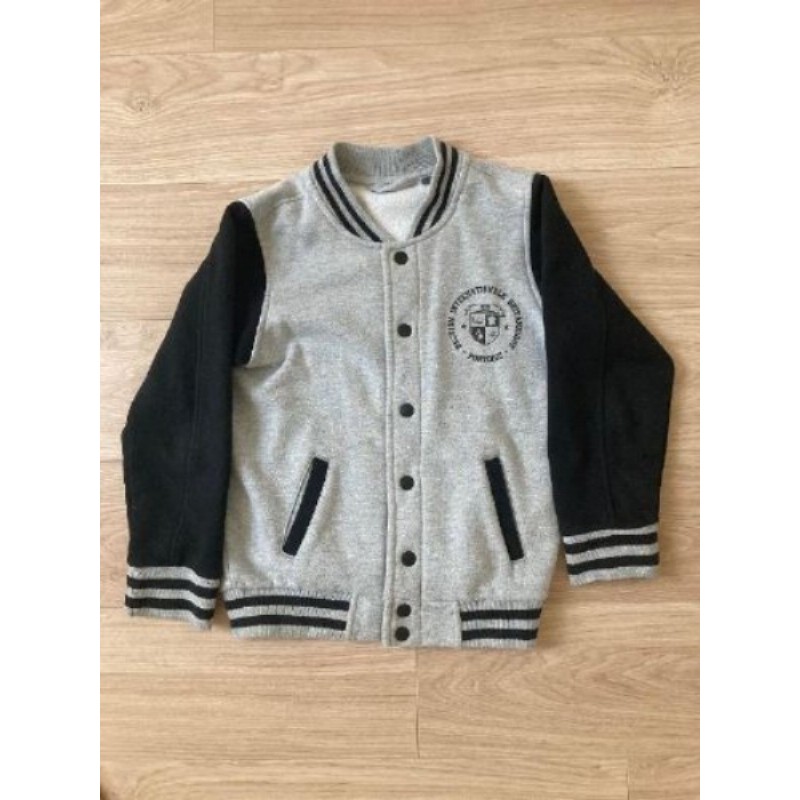 Veste teddy gis et noir - 8/10 ans 