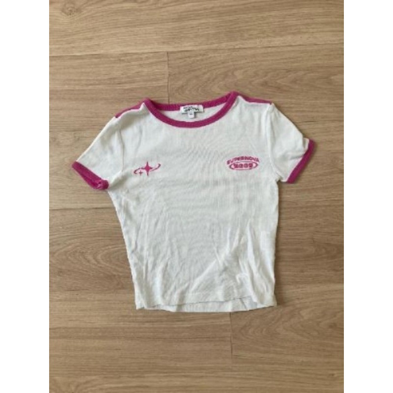 Tshirt Jennifer blanc et rose 2XS