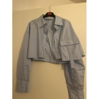 Chemise femme courte bleu...
