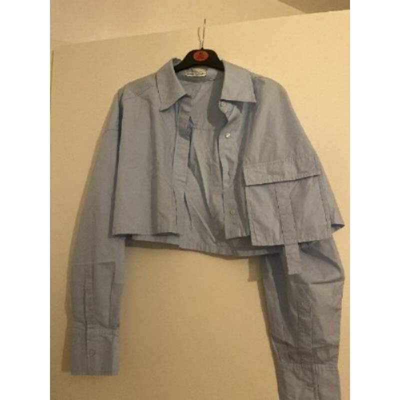 Chemise femme courte bleu Bershka L