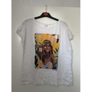 T-shirt femme blanc et...