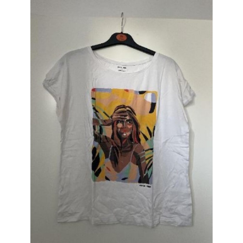 T-shirt femme blanc et image couleur femme Promod 