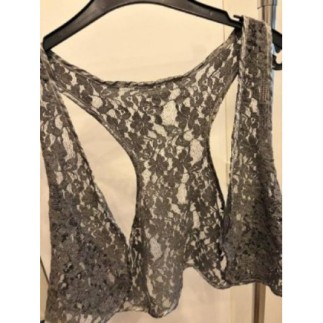 Gilet dentelle gris