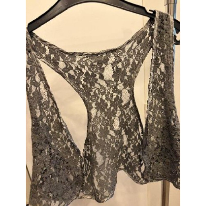 Gilet dentelle gris