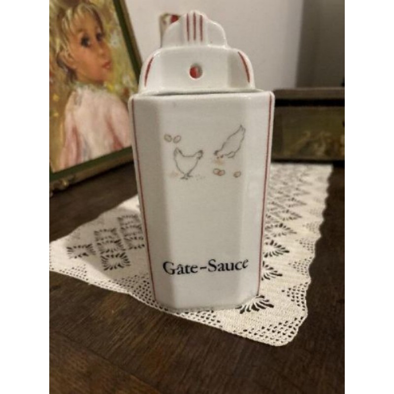 Pot à couverts sales blanc motif poule 