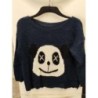 Pull bleu tête nounours 