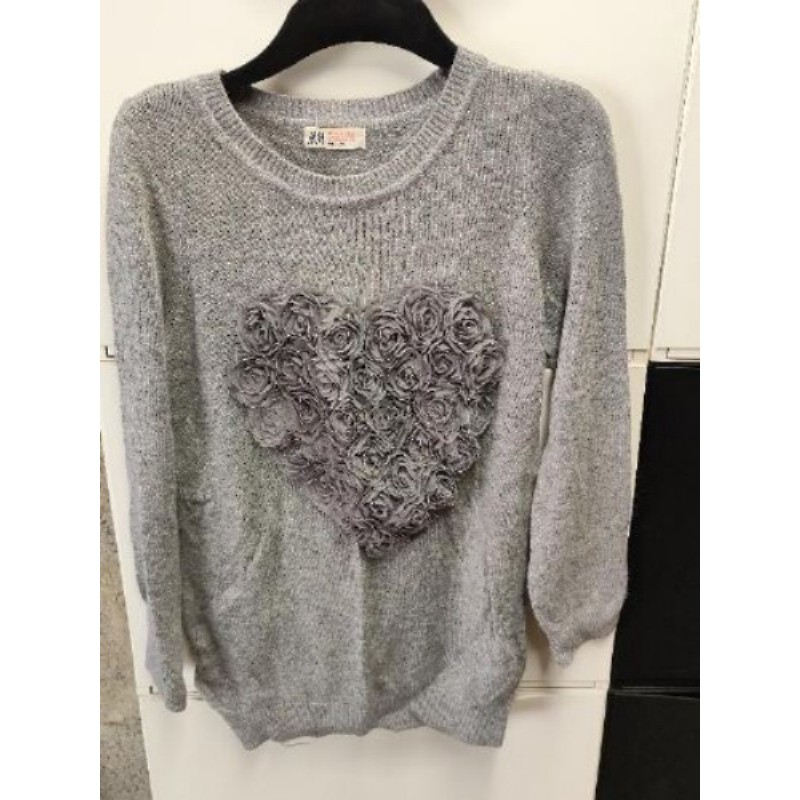 Pull gris avec coeur H&M 12-14 ans 
