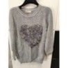 Pull gris avec coeur H&M 12-14 ans 