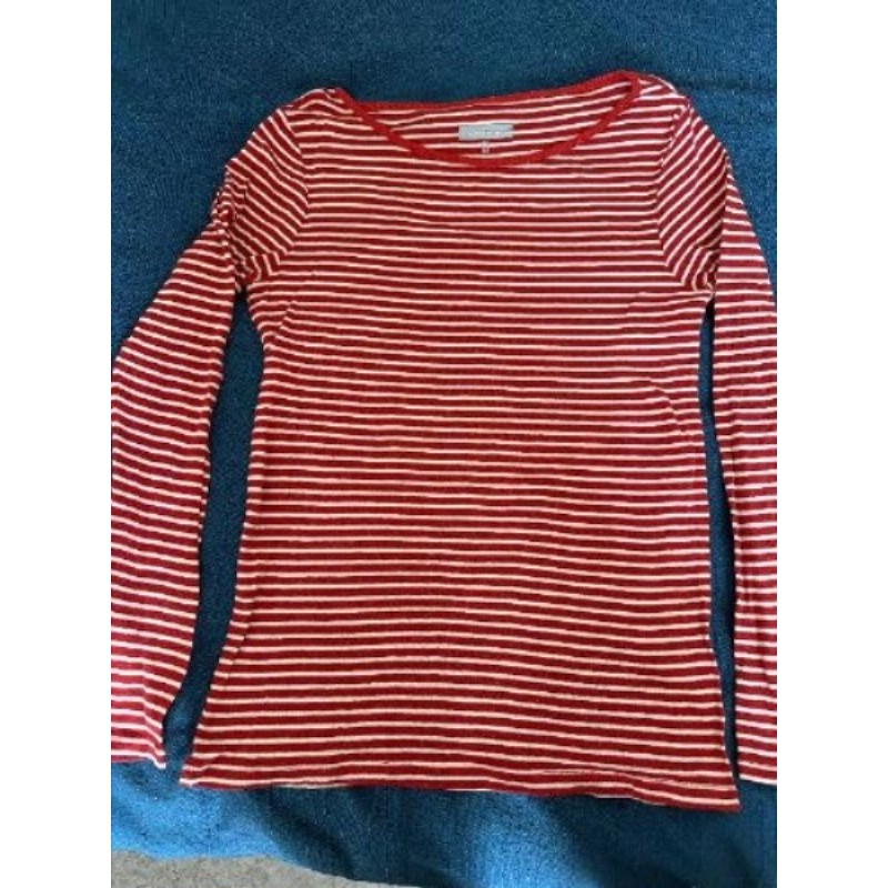 Tee shirt manches longues rayé rouge blanc
