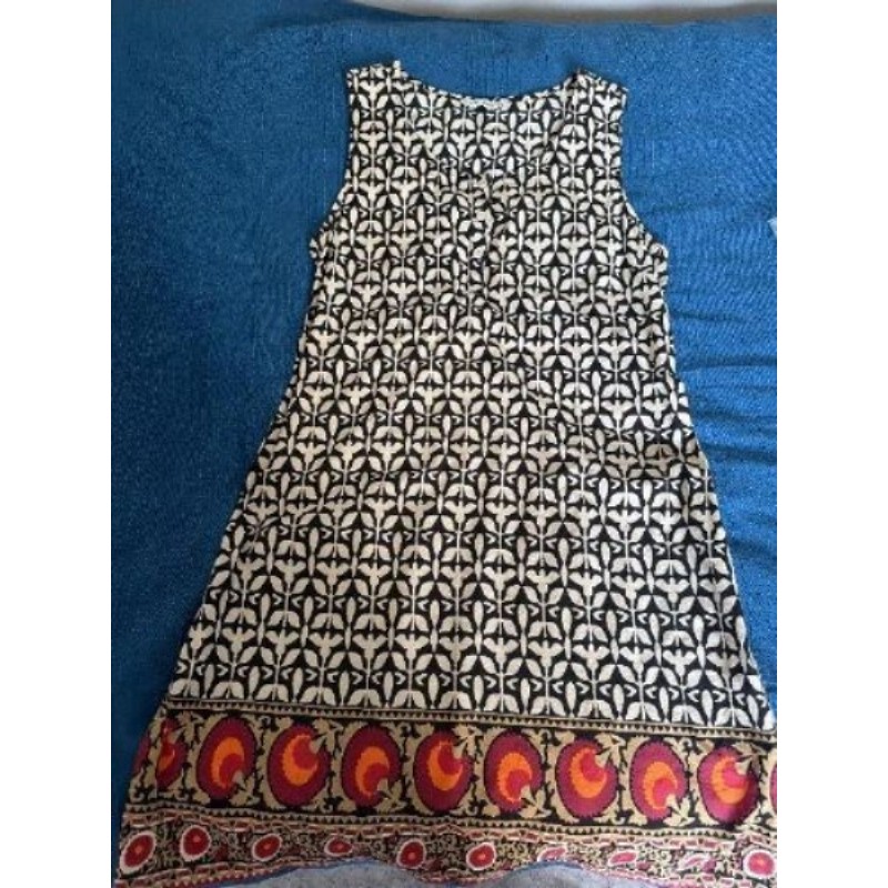Robe taille S/M coton du monde dessin noir orange