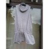 BLOUSE PHILDAR L GRIS RAYURES BLANCHES 