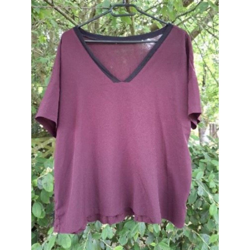 BLOUSE PRUNE COL V NOIR