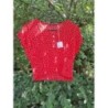 TOP COURT ROUGE POIS BLANC NEUF KIABI XXS