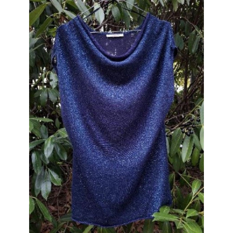 PULL LEGER BLEU PAILLETÉ CAMAIEU T4