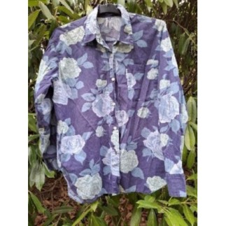 CHEMISE MARINE FLEURS BLEU