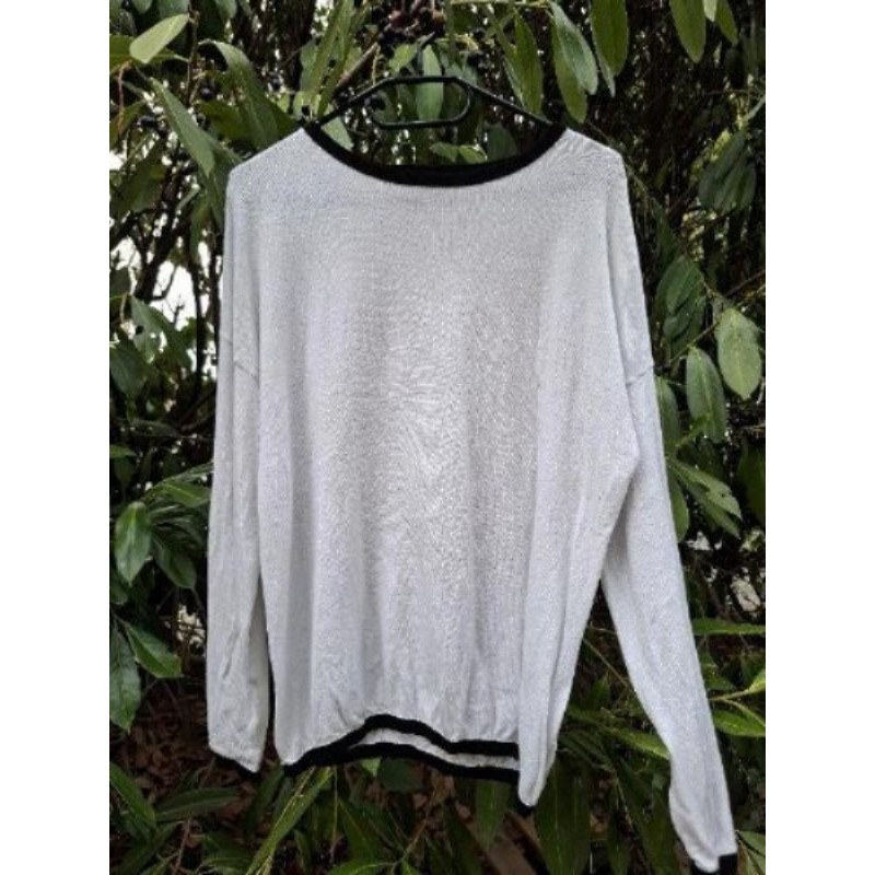 PULL LEGER BLANC NOIR YUKT1