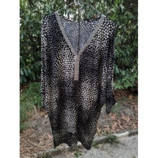 ROBE NOIR BLANC STRASS TU