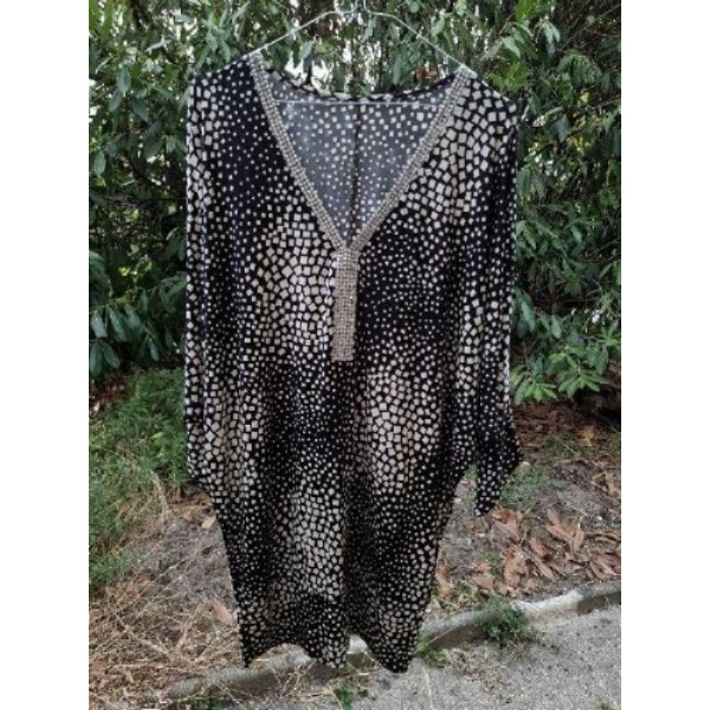 ROBE NOIR BLANC STRASS TU