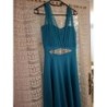 ROBE SOIREE TURQUOISE CEINTURE STRASS