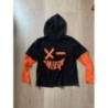 Tshirt manches longues a capuche noir et orange - 8 ans
