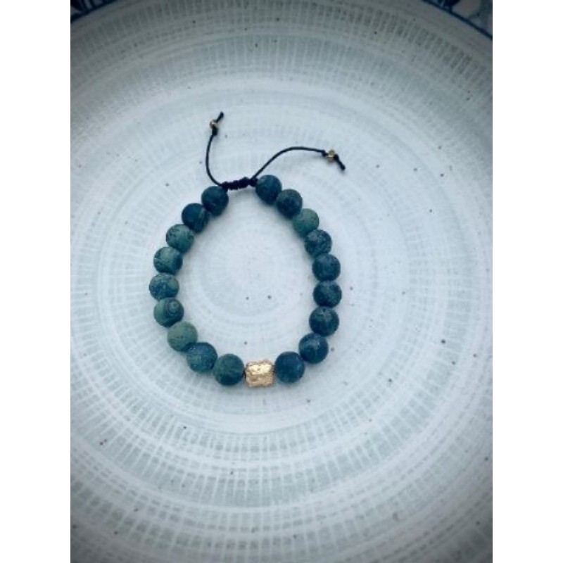 Bracelet re´glable en pierres Bouddha dore´ - neuf