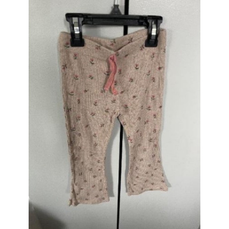 Pantalon évasé beige motifs fleurs Zara 5 ans 