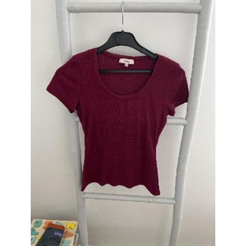 Tee-shirt uni bordeaux Etam Taille XS 