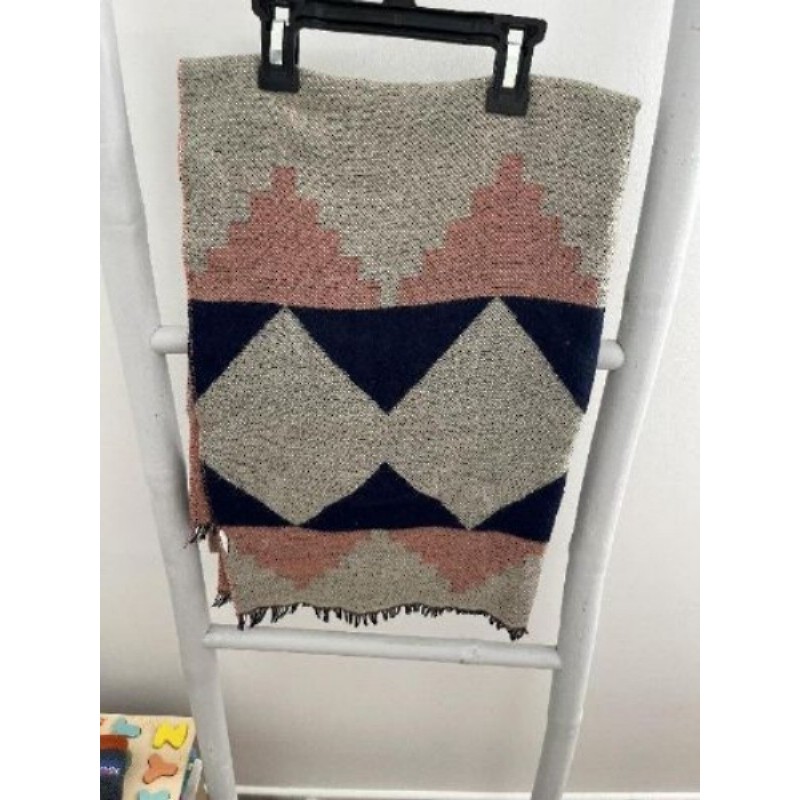 Écharpe bleu/rose/beige 