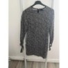 Robe fleuri noir et blanc avec noeuds aux manches taille S