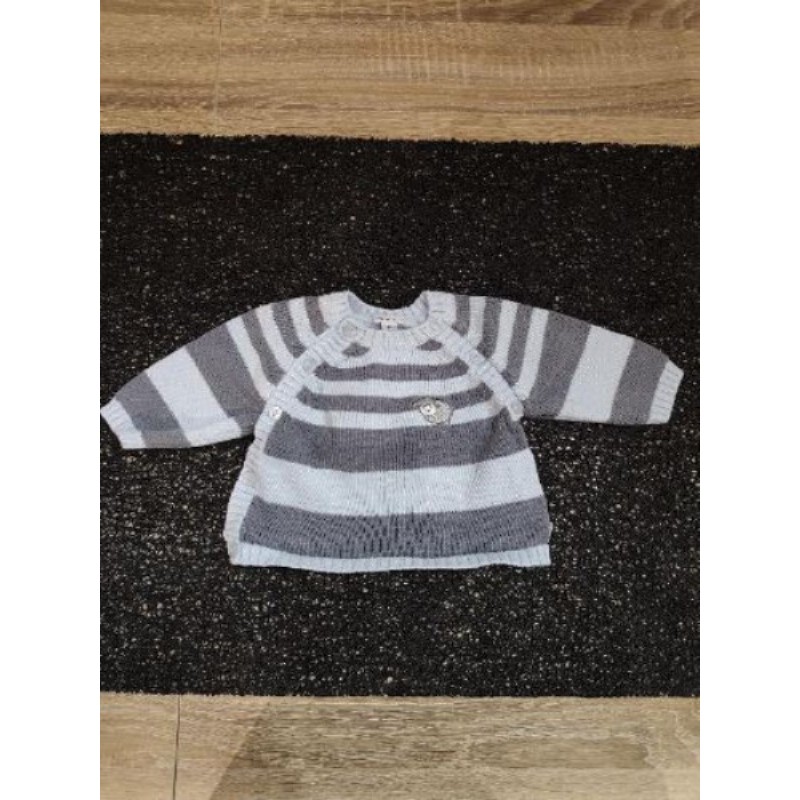 pull en maille à rayures 1 mois marque "P'tit Bisou"