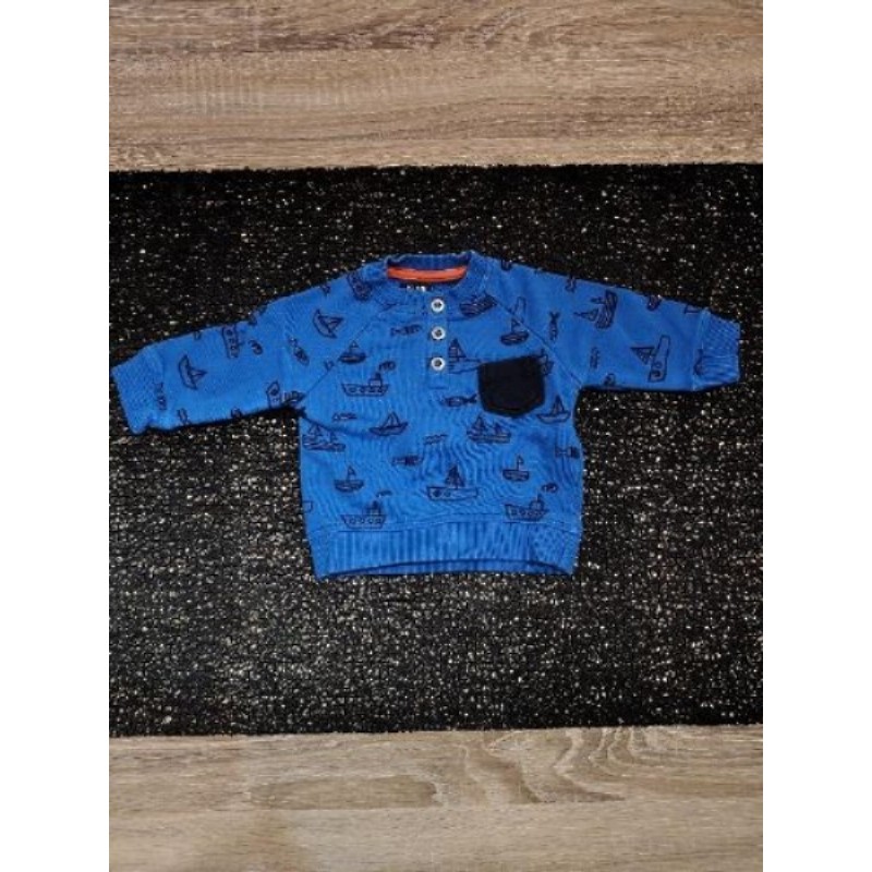 sweat-shirt fin bleu à motifs bateaux 3 mois marque "kiabi"