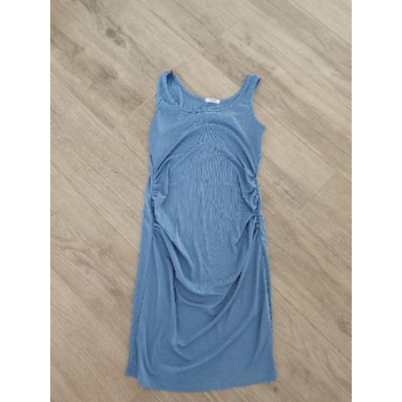 robe courte de grossesse bleu ciel en maille côtelée taille M marque "ekouaer"