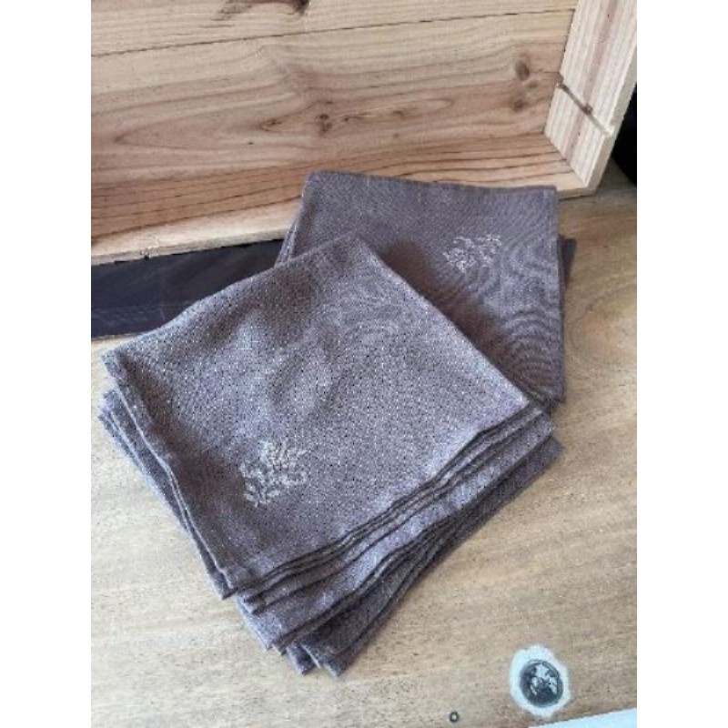 Lot 6 serviettes marron en tissu 