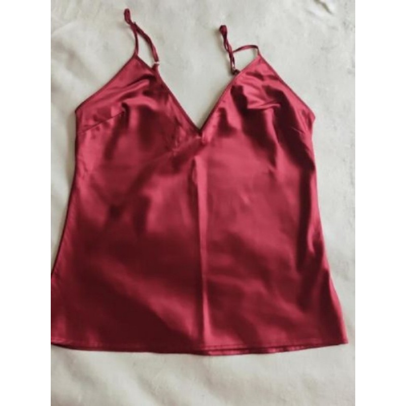 Top satin rouge taille M
