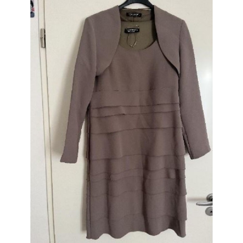 Ensemble femme robe mi longue et bolero marron L/XL