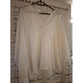 CHEMISE BLOUSE CREME BLEU...