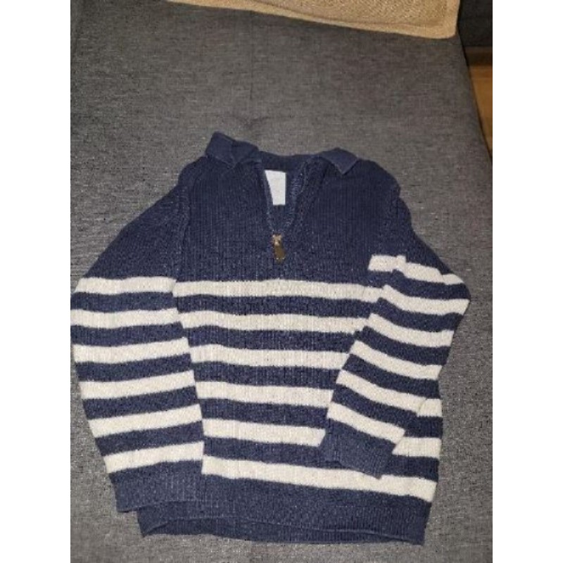 Pull h&m à rayure bleu 12-18mois garçon 