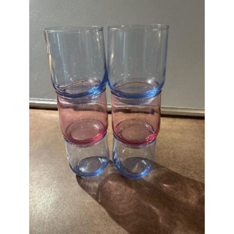 Lot de 6 verres rose et bleu