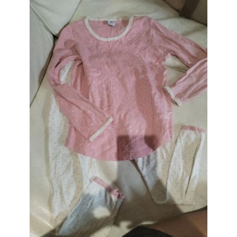 pyjama petit bateau 8ans pointelle rose et blanc pois