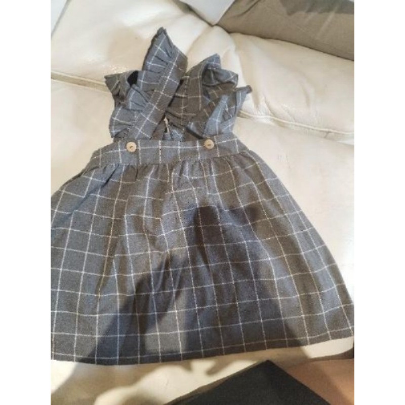 jupe à bretelles 6 ans little celebs carreaux gris 