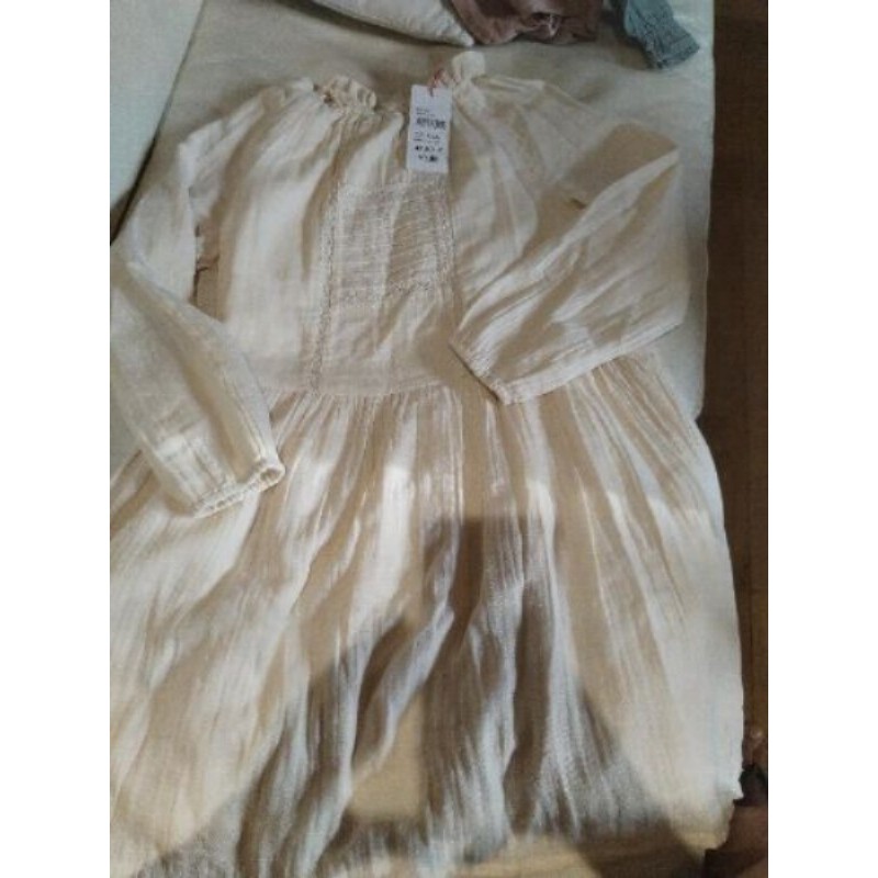 robe Cyrillus 10 ans neuve étiquette gaze de coton beige manche longue 