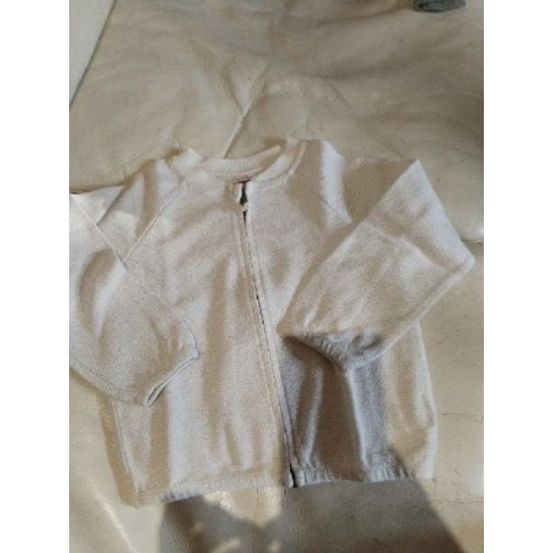 veste teddy tape à l'œil 5 ans blanc cassé et lurex doré 