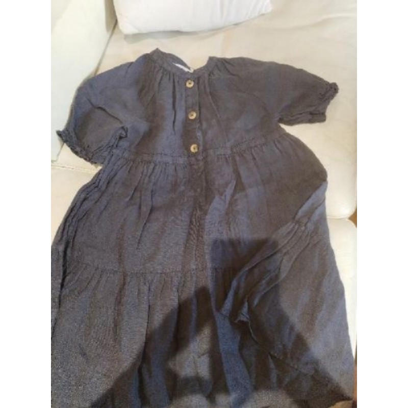 Robe monoprix 8 ans 100% lin gris bleu 