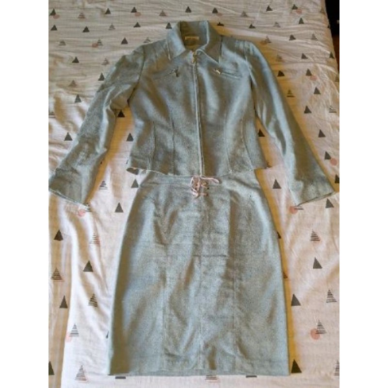 Tailleur Bleu ciel en Daim Chantal Rosner Taille : 38