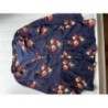 Chemisier bleu foncé fleuris manche longue Taille S, neuf